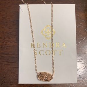 Elisa Rose Gold Pendant Necklace in Rose Gold Drusy